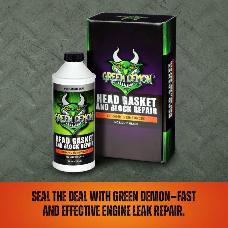 GREEN DEMON Head Gasket and Block Repair | Ceramic Reinforced Head Gasket Sealer | Advanced Coolant Leak DIY Permanent Repair | Engine/Cylinder Sealant | for Cars, SUVs, Trucks | 16oz - Image 3